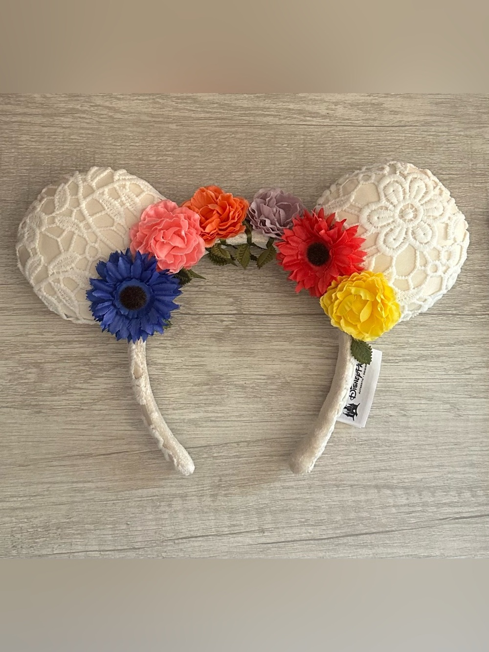 Disneyland White with Colorful Flower Mickey Ears
